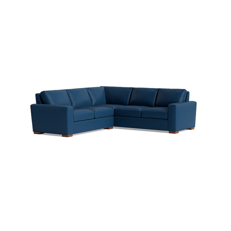 Couch Potato Leather Sectional, Right Hand Facing, Leather - Deep Blue