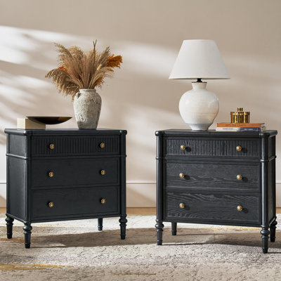 Kaybri 28" W 3-Drawer Nightstand with Power Outlets 