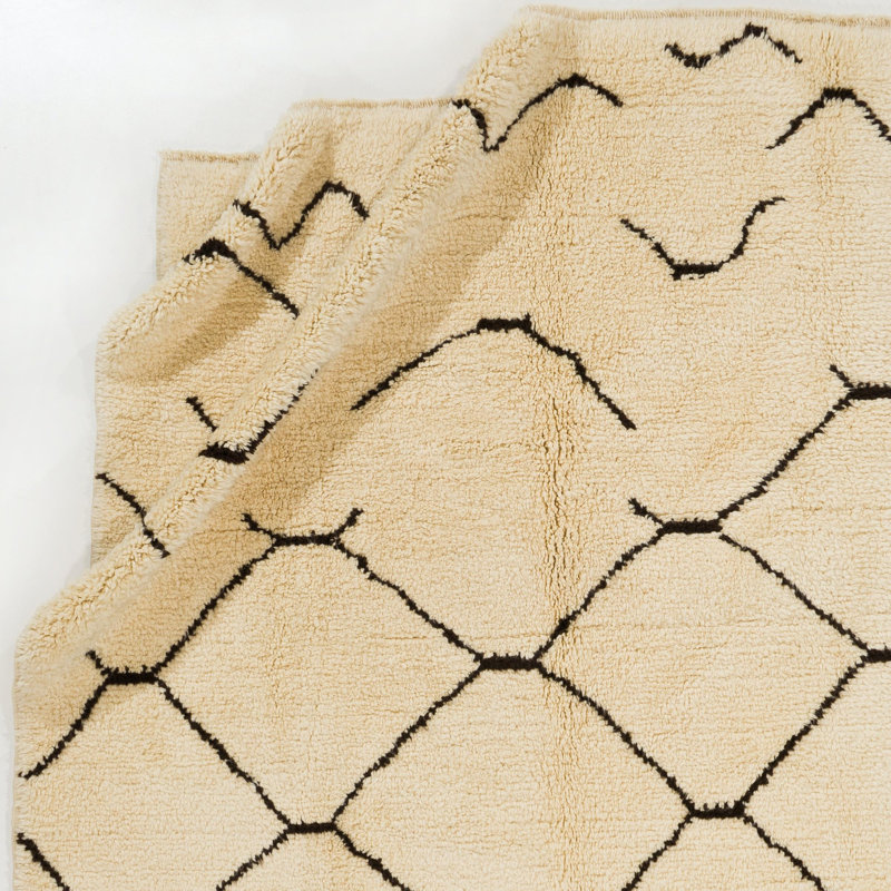 Tapis marocain «Freedom» 100% laine naturelle non teinte, tapis tulu moderne noué à la main