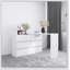 Extended Desktop 6 Drawer Chest, Handle-less, White Vanity