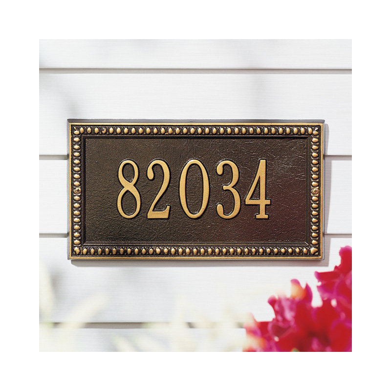 Egg and Dart 1-Line Wall Address Plaque, Pewter and Silver, Yes