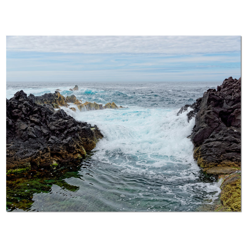 « splashing eaux to mossy rock », reproduction de photo sur toile tendue, H 8 po x l 12 po x P 1 po