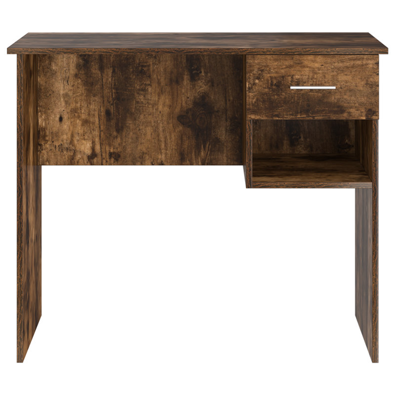 Desk With Storage 90X49.5X75 Cm Engineered Wood, Smoked Oak