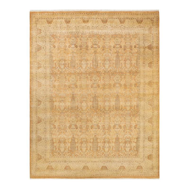 Tapis sable unique noué à la main de conception unique Vikram Mogul 8 pi 1 po x 10 pi 2 po
