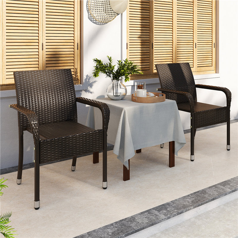 Stackable Outdoor Patio Dining Armchair, Brown