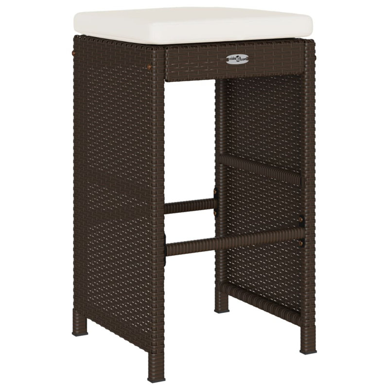 2.1 Powder Coated Steel Outdoor 76cm Bar Stool with Cushion, Brown, white and pink, Cream coloured