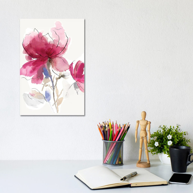 Rosy Bloom I by Asia Jensen - Wrapped Canvas Painting, 20.32 cm H x 30.48 cm W
