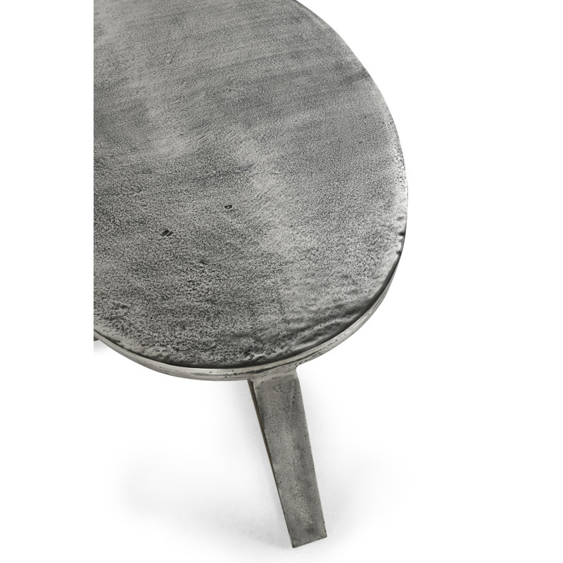Flores 48" Industrial Oval Metal Nickel Coffee Table