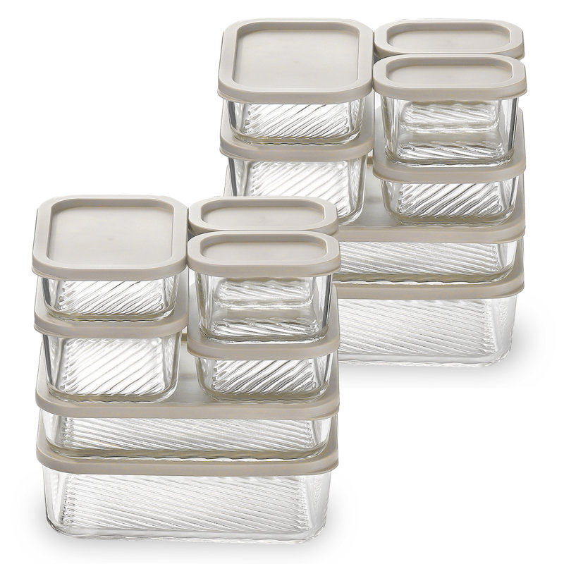28 contenants en verre hermétiques pour la préparation et le rangement des repas avec couvercles, Lin, 28