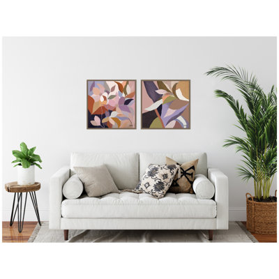 Azure Leaves and Stems Framed Canvas Wall Art Set by Inkheart Designs