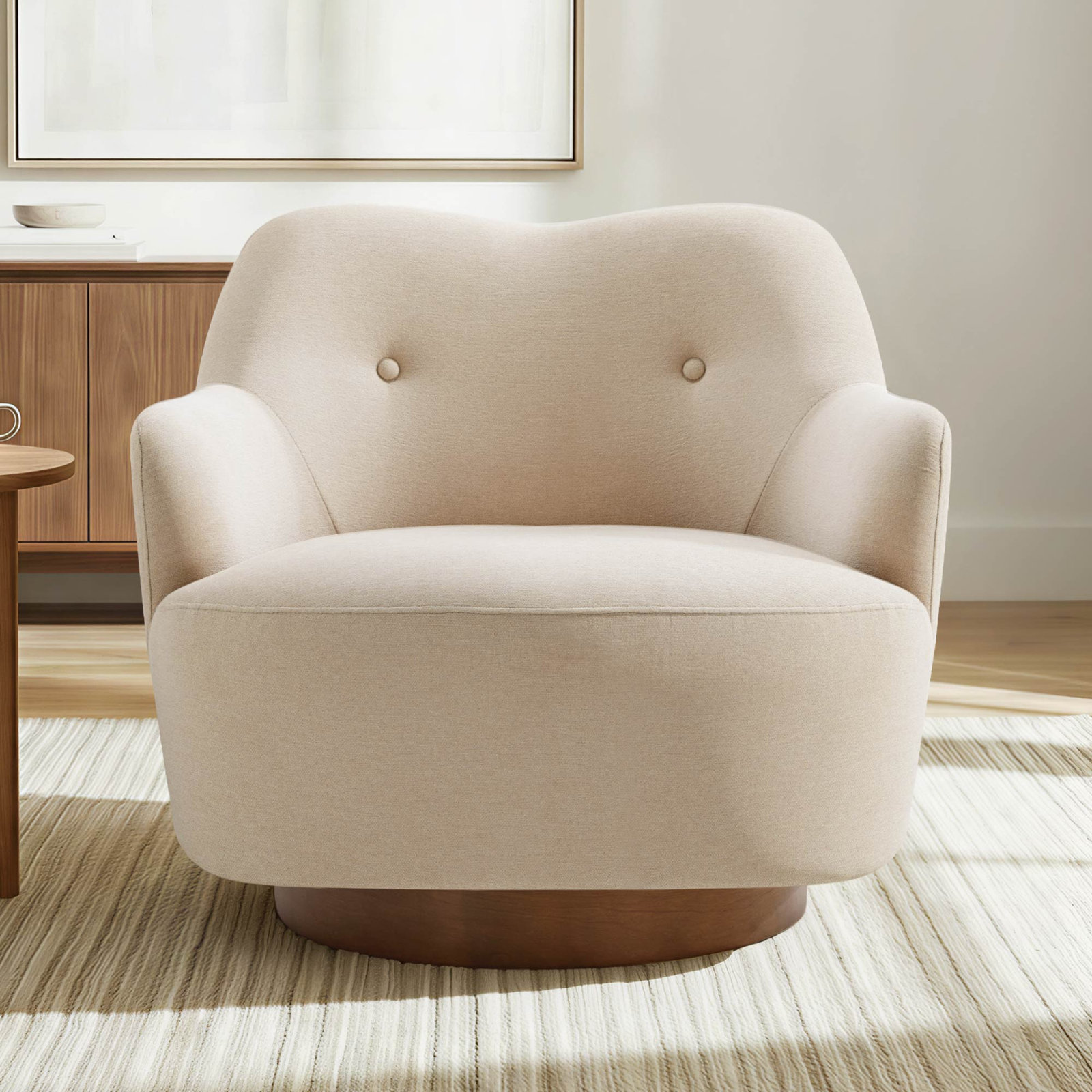 Upholstered Accent Chair, Sand Polyester