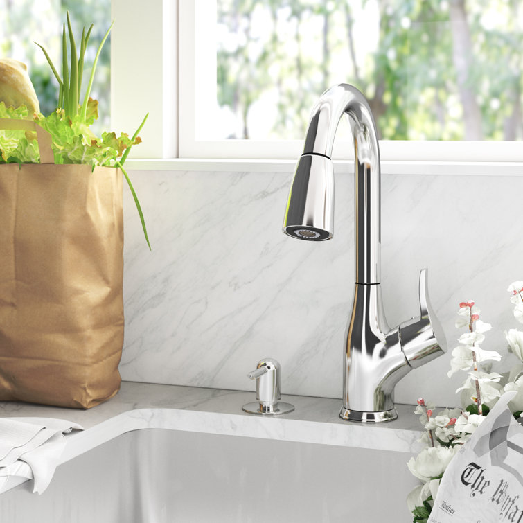 Peerless Apex Pull Down Kitchen Faucet with Soap Dispenser
