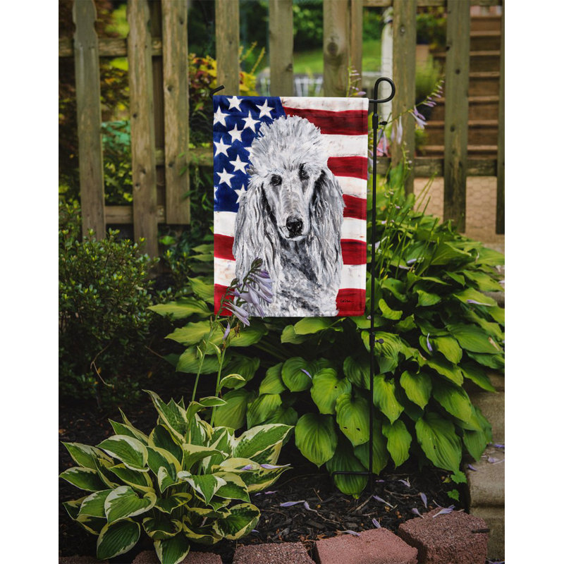 2 côtés en polyester de 2 côtés american drapeau de jardin, Caniche blanc