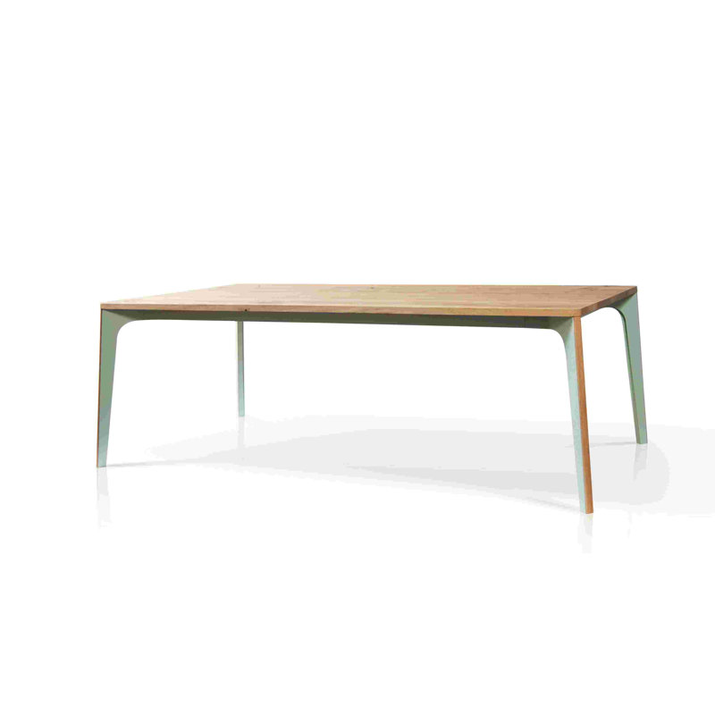Vintme Solid Oak Dining Table, Nero Akita/Light Oak, 47.3" W x 118.1" L