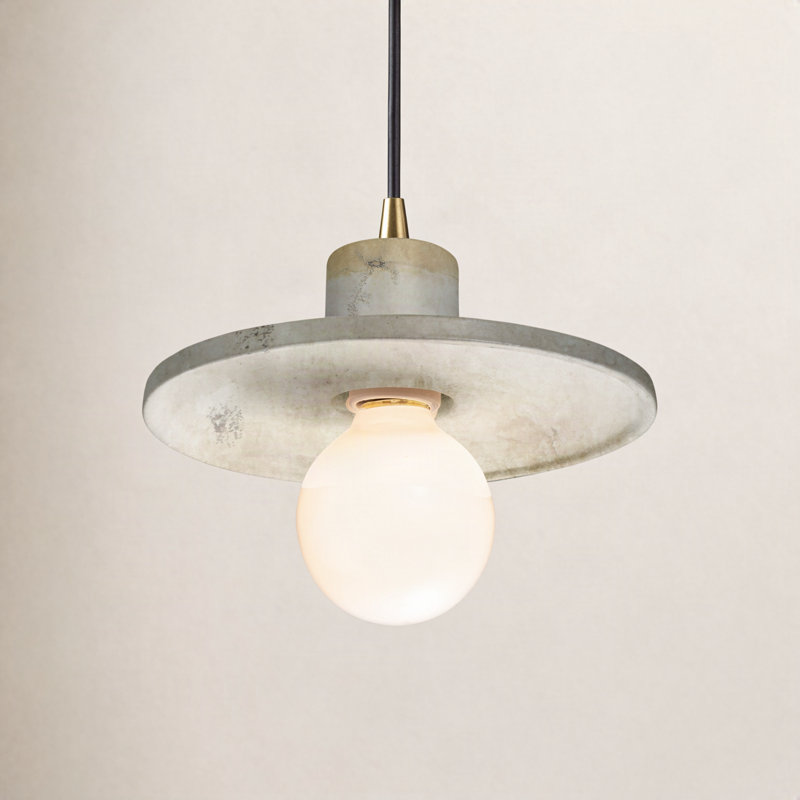 Marlena Dimmable Single Light Pendant, Gloss Vanilla, Antique Brass
