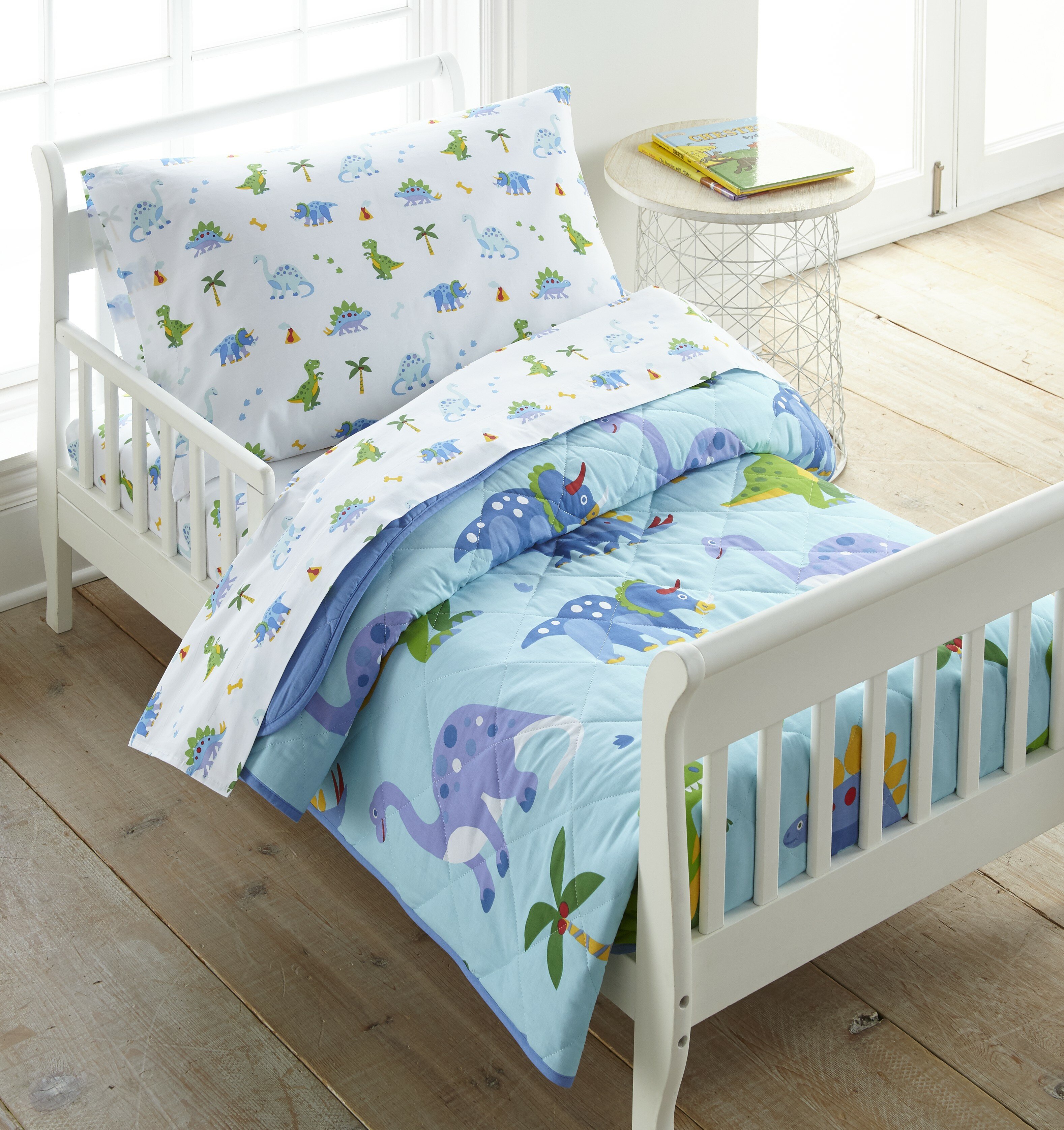 Wildkin Dinosaur Land 100% Cotton Fitted Crib Sheet Blue