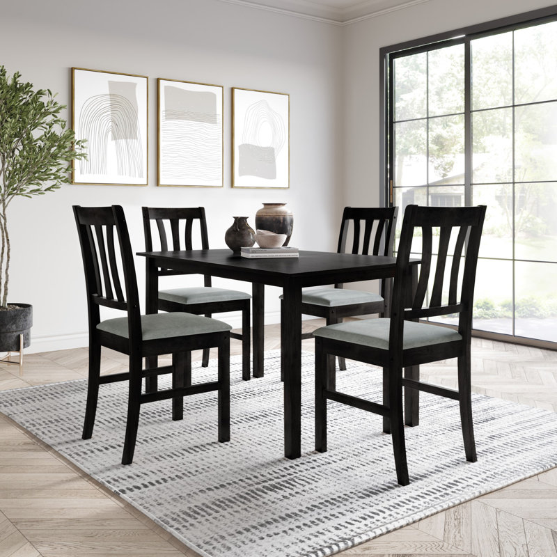 4 - Person Four Leg Dining Set, Black