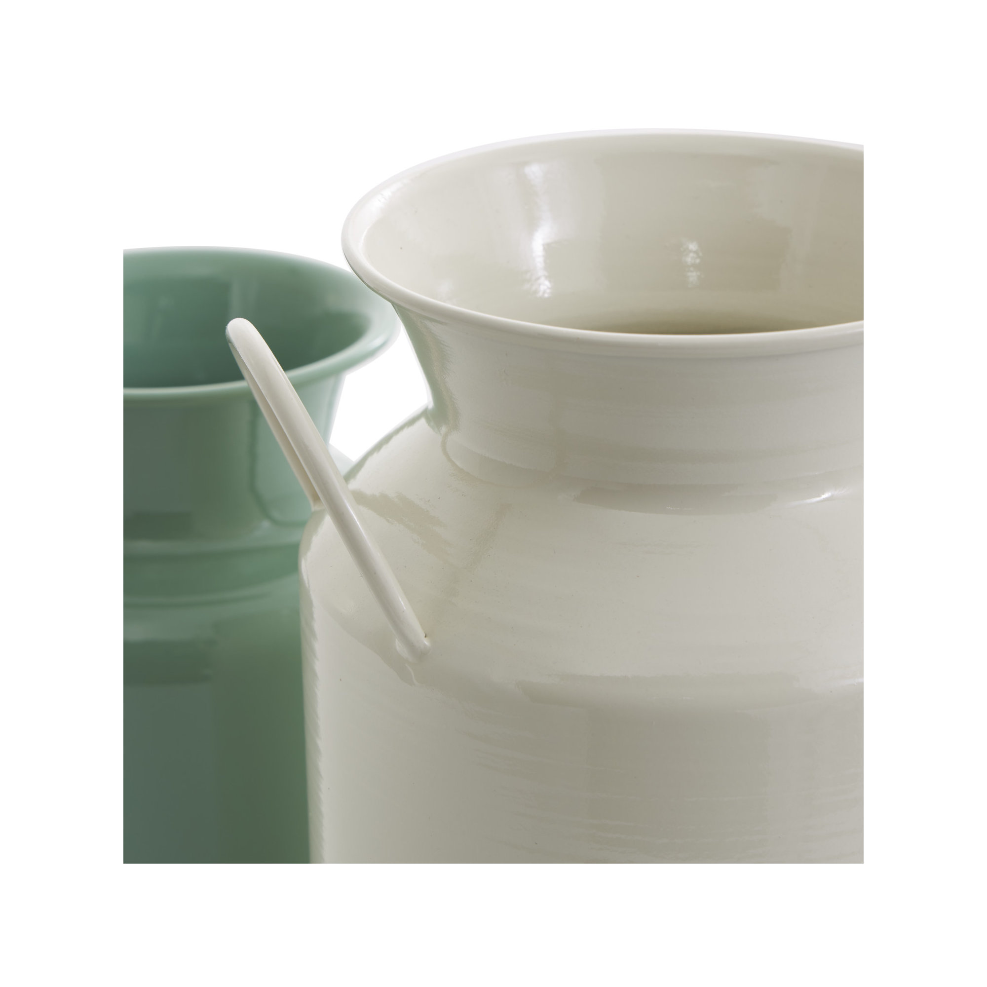 Hays Metal Table Vase, Teal/White, Medium