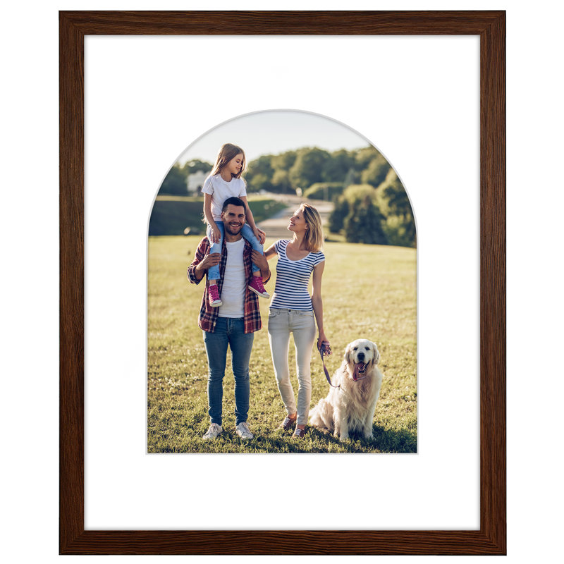 Cadre photo avec tapis en forme d'arche - Idéal pour toute pièce, salon, dortoir, Walnut, 16" x 20"