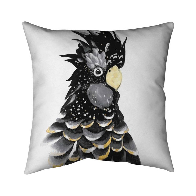 Red-tailed cockatoo parrot - 16"x16" Throw pillow cover - Poly twill - Print on demand, 16" x 16"