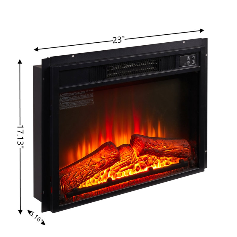 Foyer électrique encastré de 58 cm (23 po), 1400 W, 120 V, télécommande, bouton tactile, effets de flamme réalistes, 20 réglages de température, protection contre la surchauffe du foyer, écran DEL, 3 intensités réglables