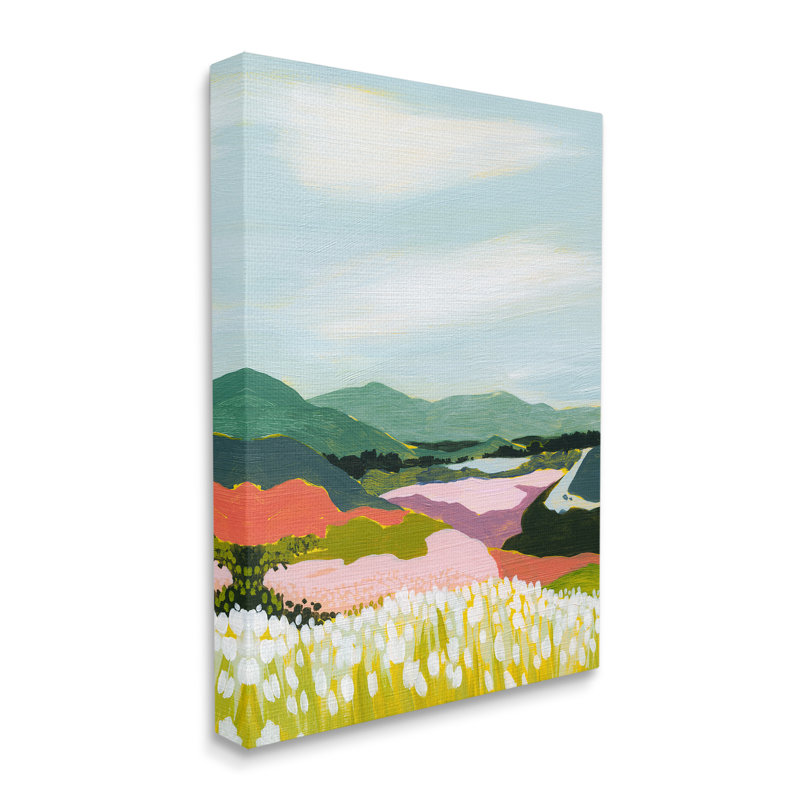 «Reeds & Distant Mountains», art mural sur toile par Grace Popp, H 30 po x l 24 po x P 1,5 po
