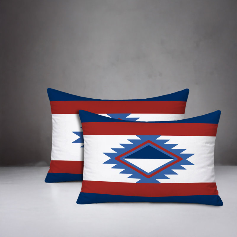 Ensemble de coussins réversibles d'intérieur / extérieur Founding, Bleu marine Rouge, 20x14
