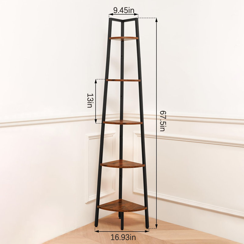 5-Tier Corner Bookshelf, Berry Brown