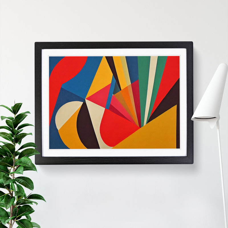 Abstract Art Suprematism Vol.7 1 Piece Single Picture Frame Wall Art, 46cm H x 64cm W x 2cm D, Black Framed