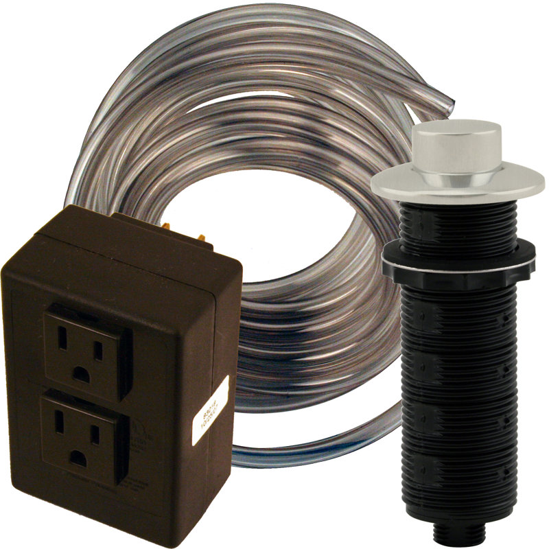 Dual Outlet Raised Button Garbage Disposal Air Switch, Powder Coat White