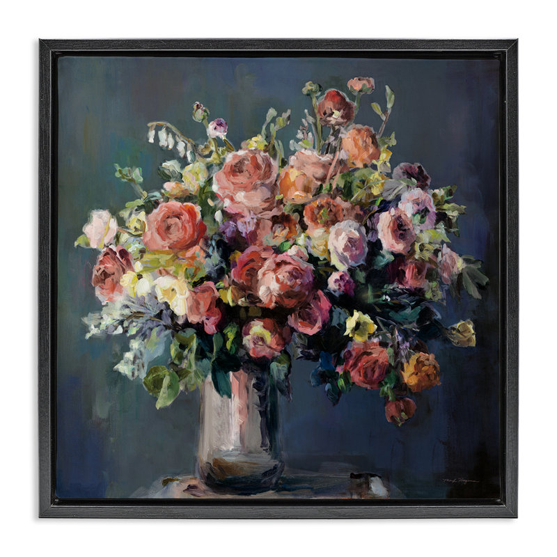 «Abundant Dark Bouquet» par Marilyn Hageman, Cadre flottant noir de jais, H 18 po x l 18 po