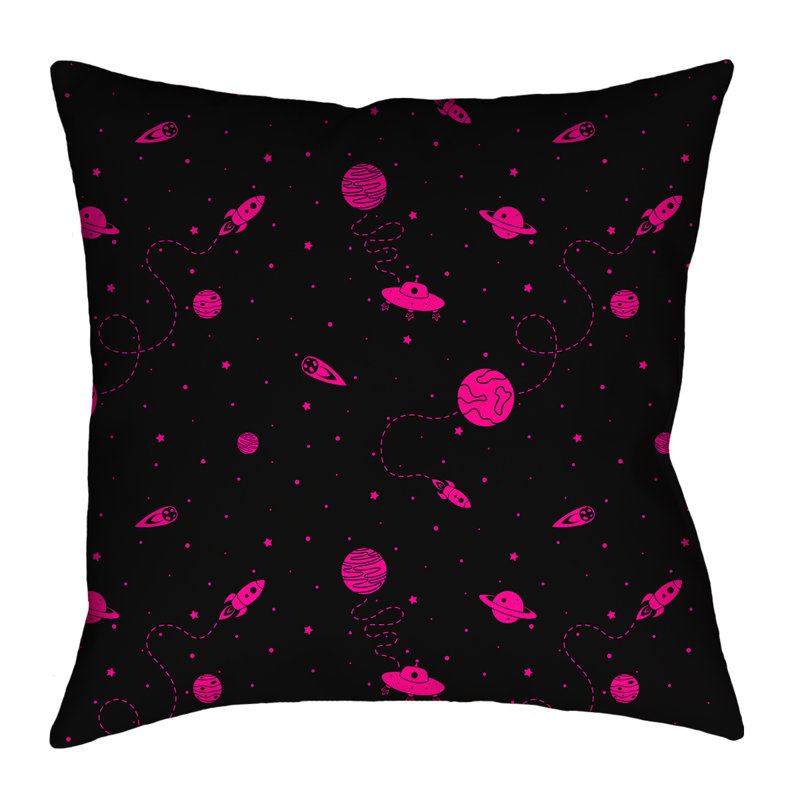 Katelyn Elizabeth Toile Reversible Pillow Cover, 14" x 14", Black/Pink, Polyester
