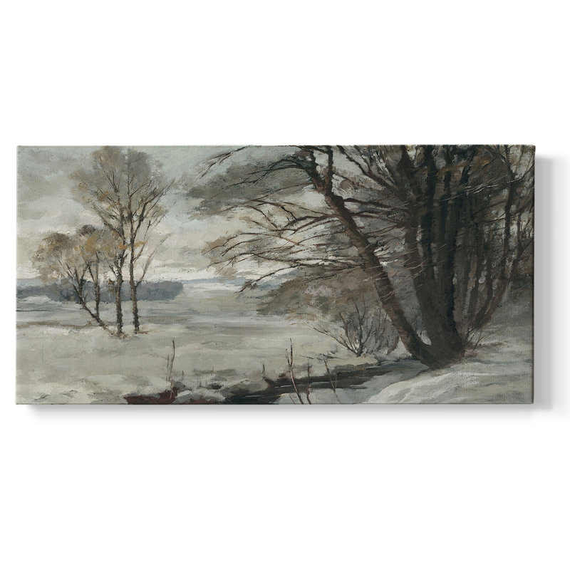 «Landscape Series» -XLV- Toile tendue avec châssis tendue, prête à être accrochée, H 25 po x l 49 po, Doré