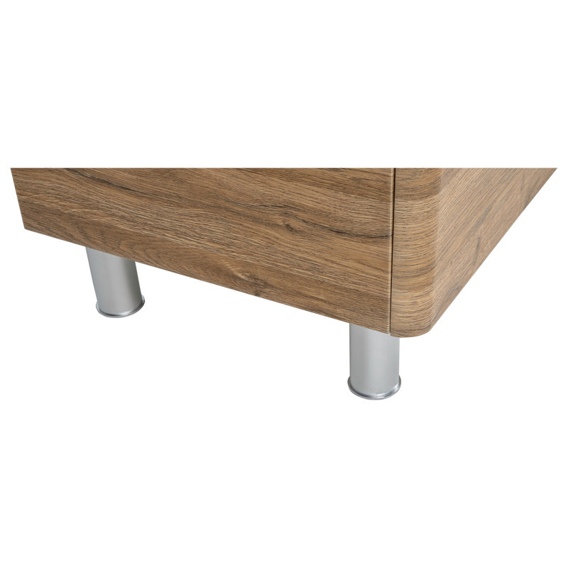 Kalleb 31.3'' Single Bathroom Vanity with Ceramic Top with Mirror, Natural Teak