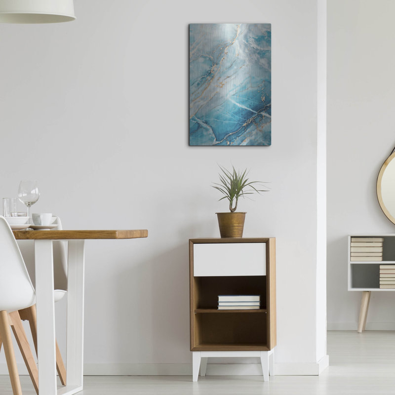 Winston Porter 'Turquoise Crystal Layers' by Svetlana Aleynikova Metal Wall Art, H 24 po x l 16 po