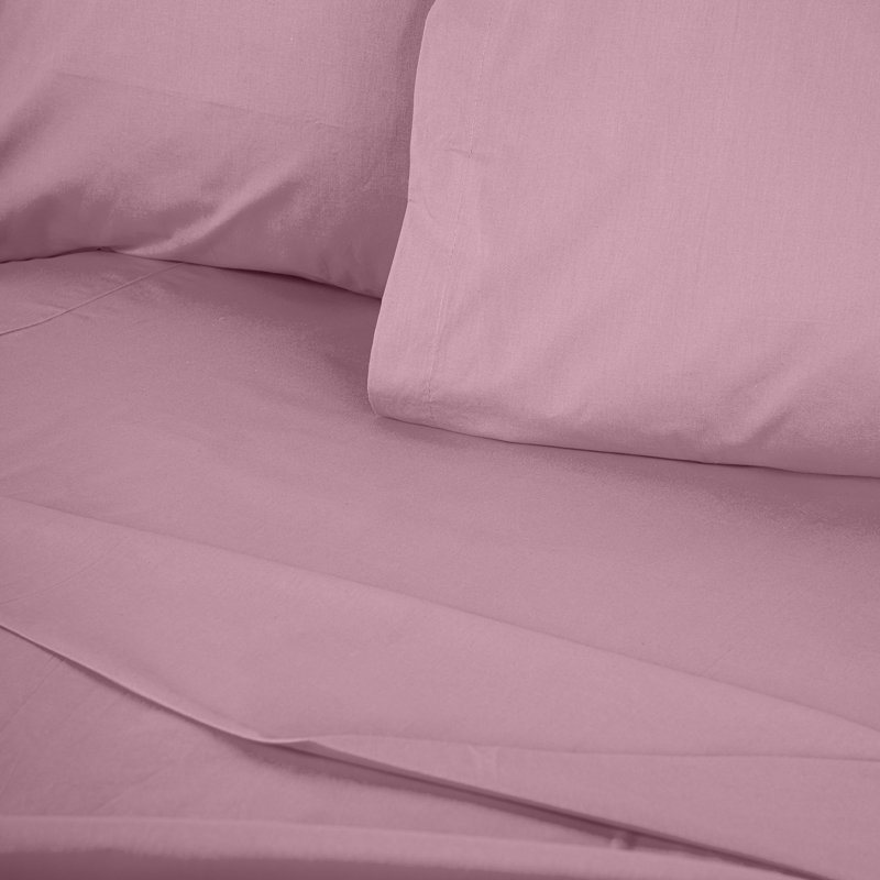Premium Fitted Sheet, Dusty Rose, 55.1 x 74.8 inches | 100% Cotton Ranforce, 155 Thread Count | Soft, Breathable, and Machine Washable at 86°F | Perfect for Luxurious Bedding and Comfort