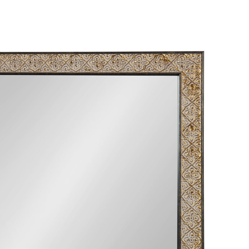 Rectangle Ornate Textured Bathroom Mirror, 24" H x 36" W