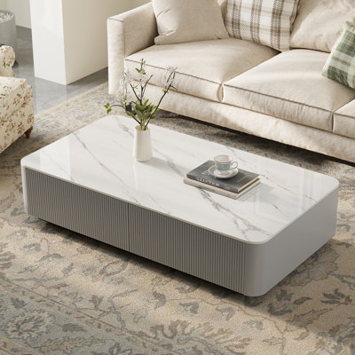 Beige Faux Marble Coffee Table