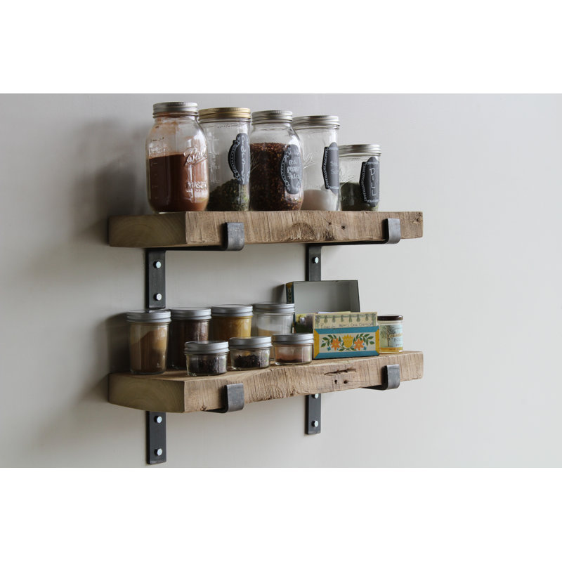 Tablette décorative en bois massif 2 pièces Brennon, H 2 po x l 24 po x P 7 po, Naturel (sans teinture)