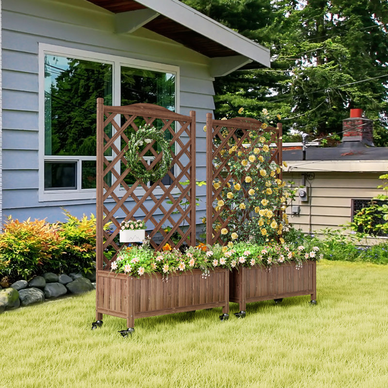 Handmade Wood Planter Box, Dark Brown