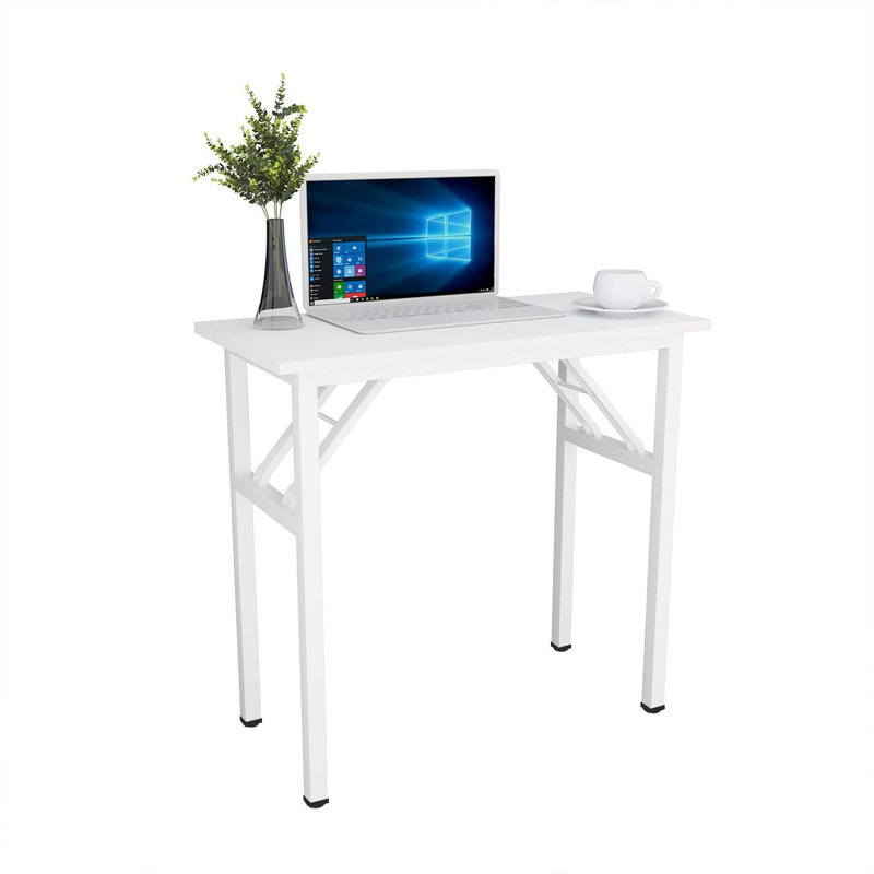 Katie Adjustable Metal Base Computer Desk, Rustic Brown/Black, 29.5" H x 31.5" W x 15.7" D