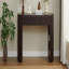 Console rétro avec rangement, 3 tiroirs, 1 pied de table, esthétique à lattes rondes, entrée, salon et couloir, espresso-129172844