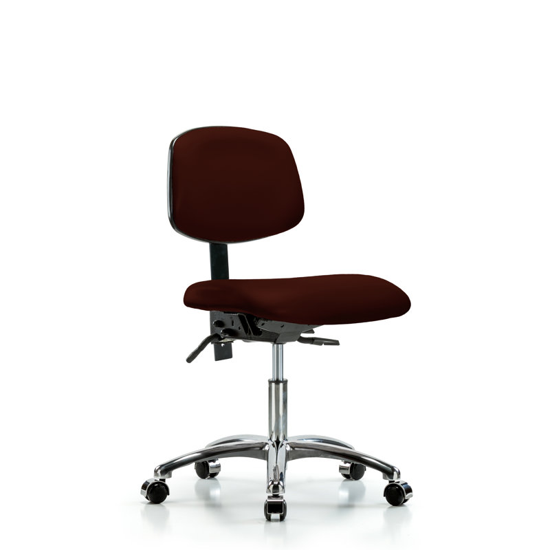 Lisbeth Vinyl Task Chair, Burgundy, Casters, Included