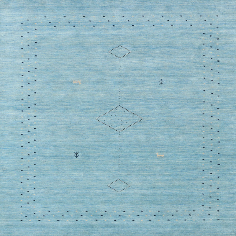 Tapis abstrait bleu, Carré 7 pi