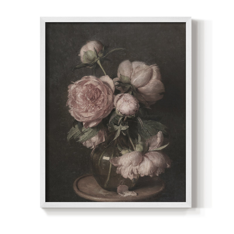 Impression florale vintage encadrée Cxxi - bois massif, H 21 po x l 17 po, Blanc