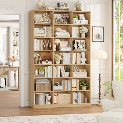86"H X 47.2"W 7-Tier Standard Wood Storage Bookcase