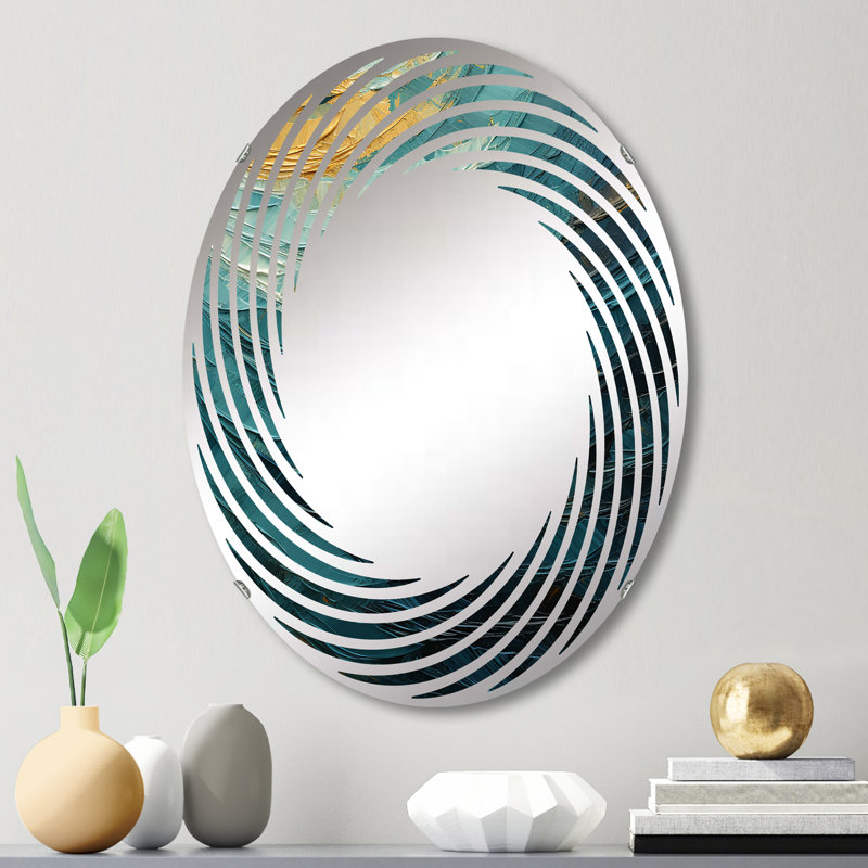 Teal Majestic Motion - Miroir mural en spirale MIR106115 O, L 20 po x H 30 po