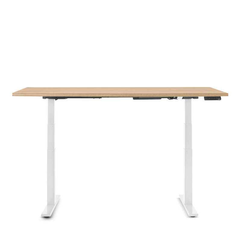 Bureau à hauteur réglable Series L, 72 po, Blanc / chêne naturel