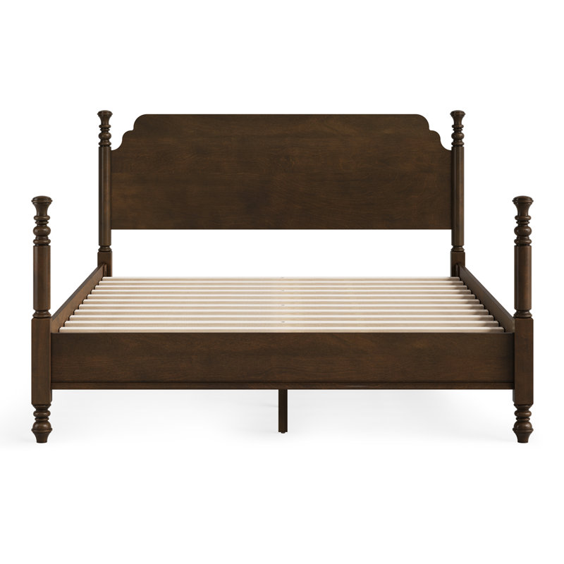 Solid Wood Low-Profile Spindle Bed Frame, Queen