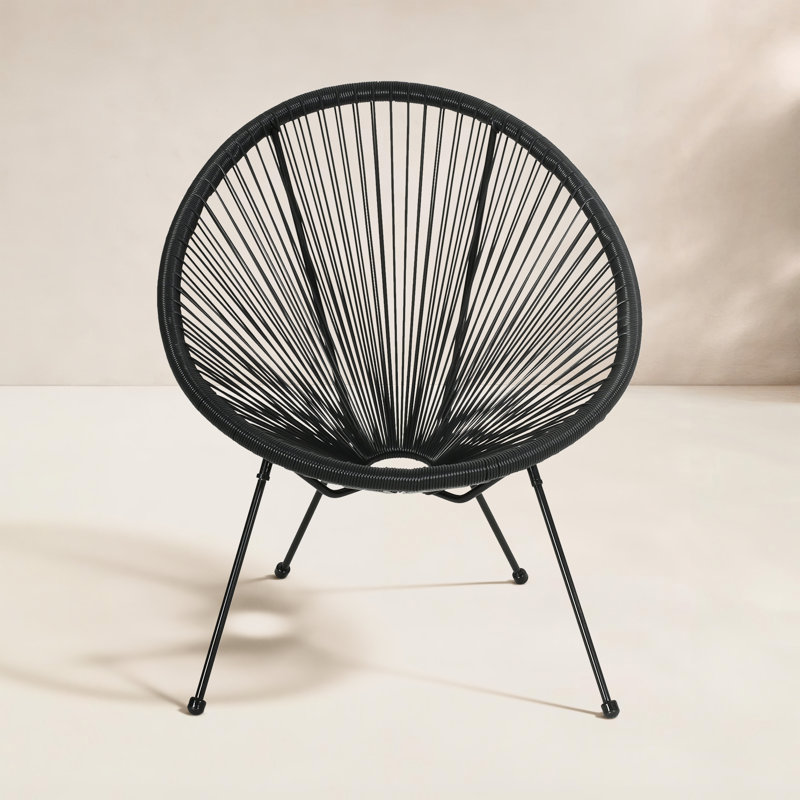 Chaise d'extérieur en tissu hamac Levon, Noir